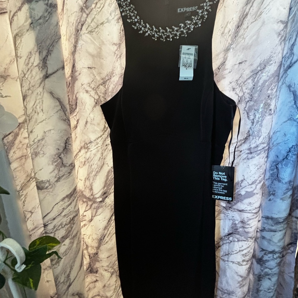 Express Elegant Black Backless Dress